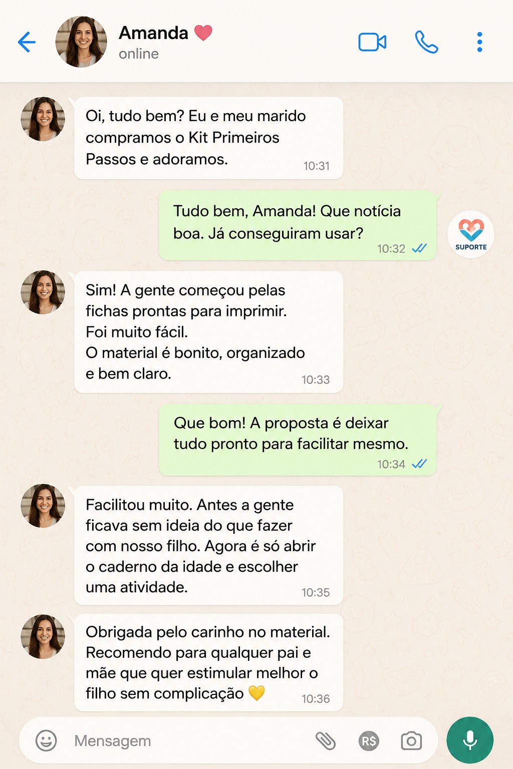 Depoimento da Amanda sobre o Kit Primeiros Passos